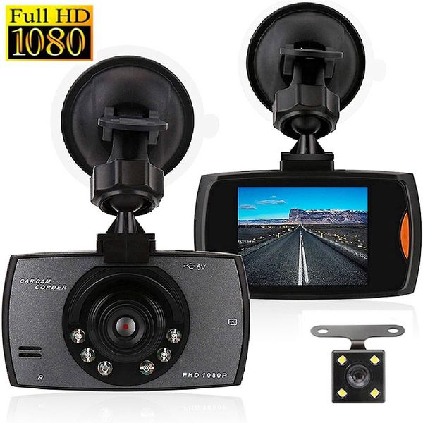 

car dvr dash camera rear view dual lens video recorder 1080p hd 2.2" loop recording night vision g-sensor cam registrar mini cameras