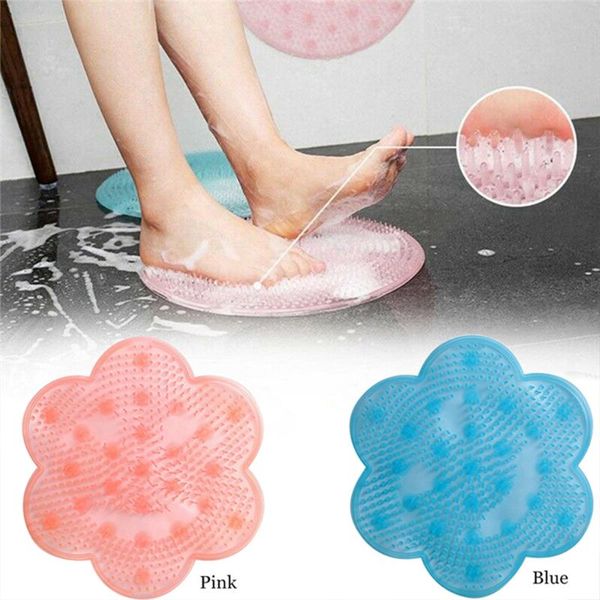 

bath mats flower-shaped silicone shower back brush massager foot dead skin non-slip mat sole cleaning massage pad