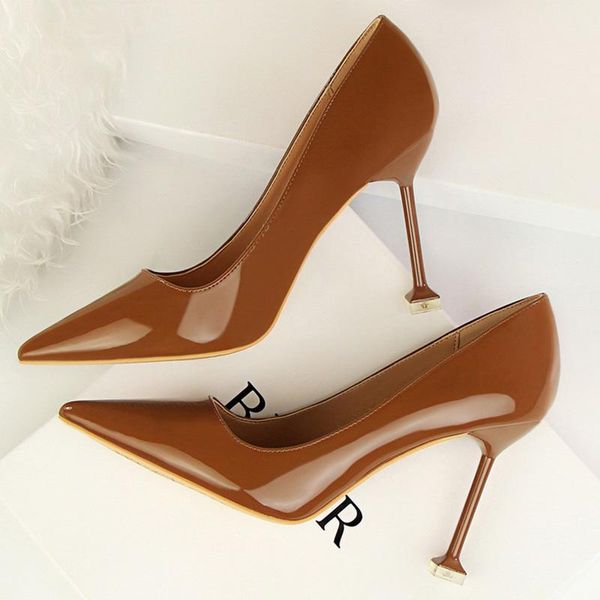 

dress shoes 2021 fashion 9.5cm high heels women nude pink pumps female classic wedding bridal escarpins fetish, Black