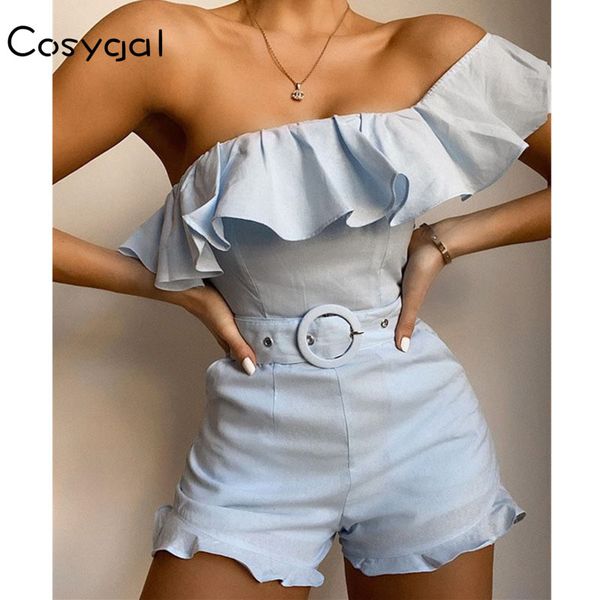 

cosygal jumpsuit romper shorts playsuit club summer women clothing bodycon bodysuit one shoulder femme catsuit clothes, Black;white