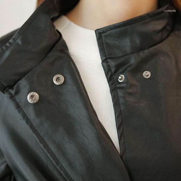 

fur real coat 2021 sale limited haining paragraph female collar simple slim was autumn and winter pu leather large size1, Black