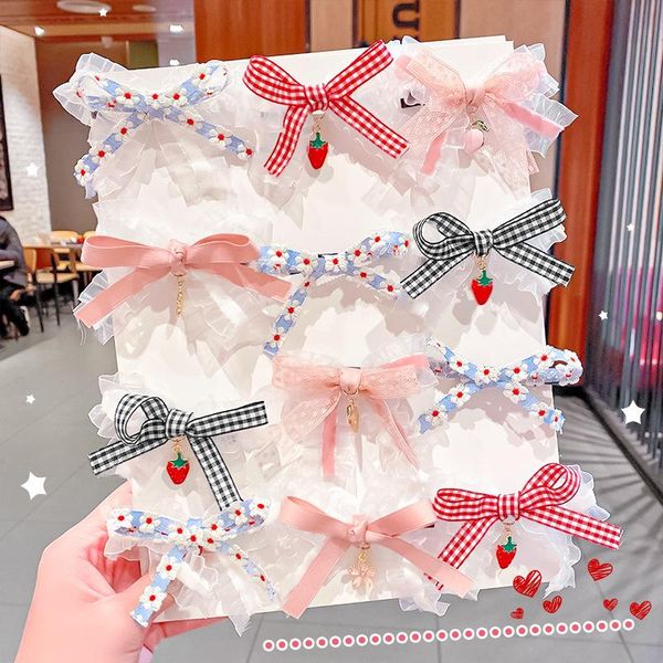 

hair accessories 2021 summer korean print flower bow hairpin rope sweet princess lace cute clip girl fashion headdress