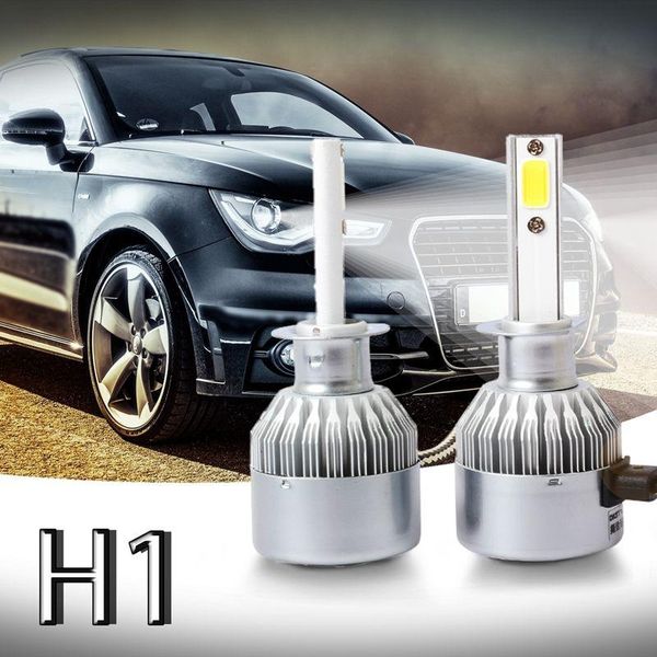 

headlamps 2pcs c6 led car headlight kit cob h1 36w 7600lm white light bulbs