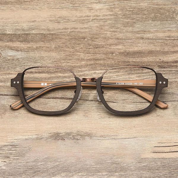 

fashion sunglasses frames acetate vintage glasses frame men women 144mm fake wood eyeglasses man female points for degree prescription lens, Black