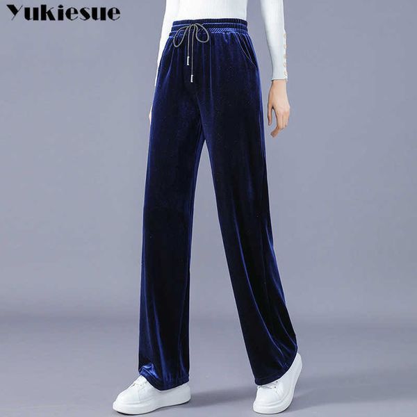 

autumn winter woman bell bottom pants plus size high waist elegant fashion ladies casual wide leg full length trousers 210608, Black;white