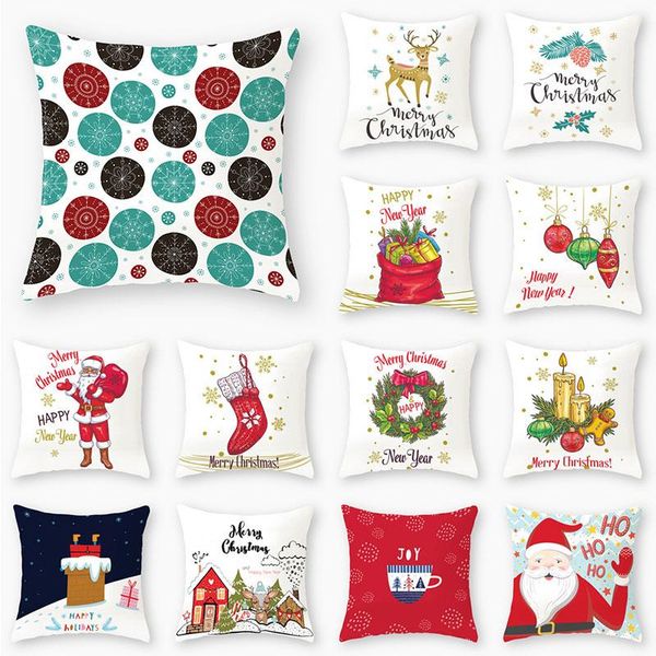 

pillow case 1pcs christmas tree deer santa claus pattern 45*45cm polyester cushion cover decorative sofa home decor pillowcover