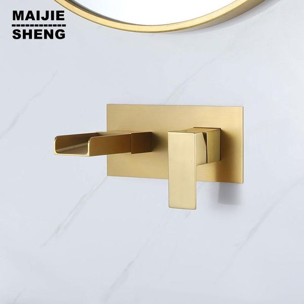 

bathroom sink faucets basin spout mixer tap set combination blanoir solid brass faucet concealed brushed gold in-wall