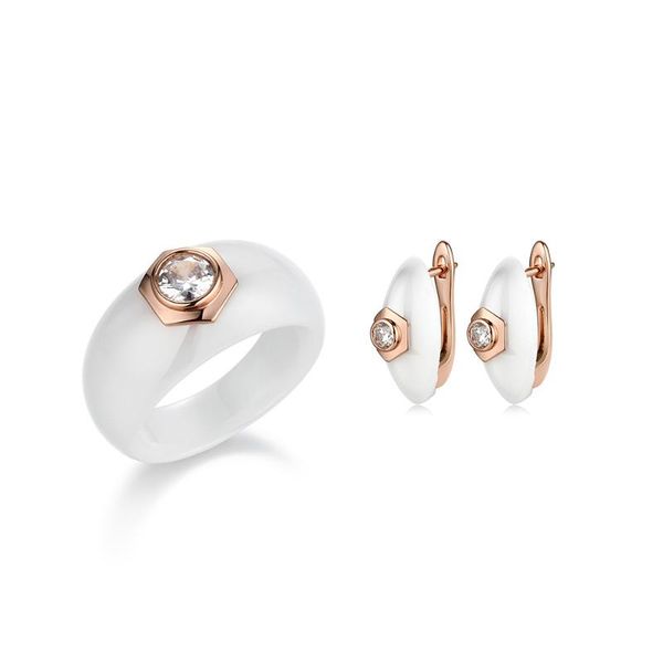 

earrings & necklace unusual fashion elegantjewelry sets circle shape ceramic rings earring for women cute gift girls friends, Silver