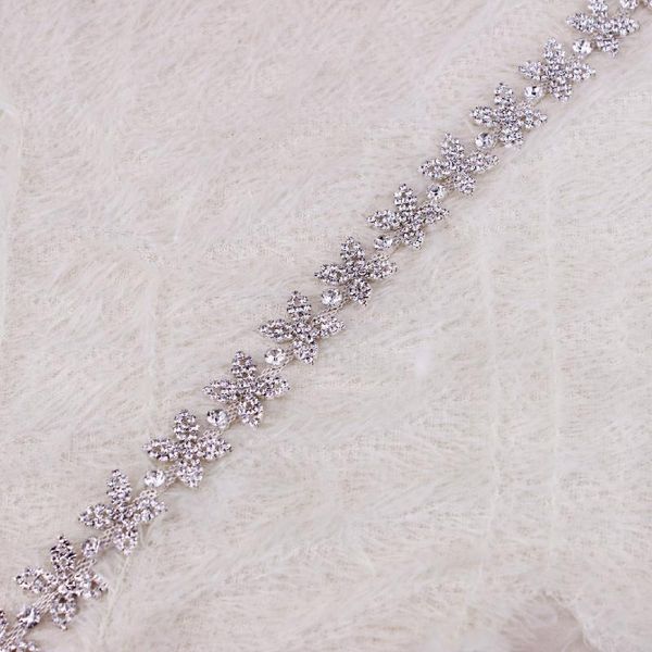 

wedding sashes 1 yard cute butterfly crystal rhinestone chain trim for women waist belt jewelry diy, White