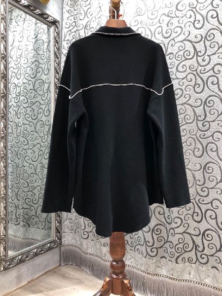 

skirt est fashion cardigans autumn winter coat women crystal beading knit long sleeve casual sweater jacket coats, White