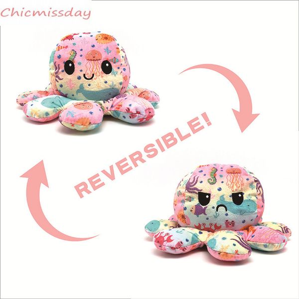 

2021 colorful reversible flip ocs stuffed dolls soft double-sided expression plush toy baby kids gift doll new year gift