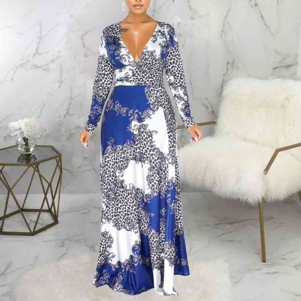 

two piece dress women printed v neck dresses high waist long sleeve side slit floral summer fashion female vacation vestidos afric, White