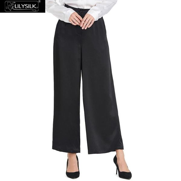 

women's pants & capris lilysilk wide legs silk ladies clearance sale, Black;white