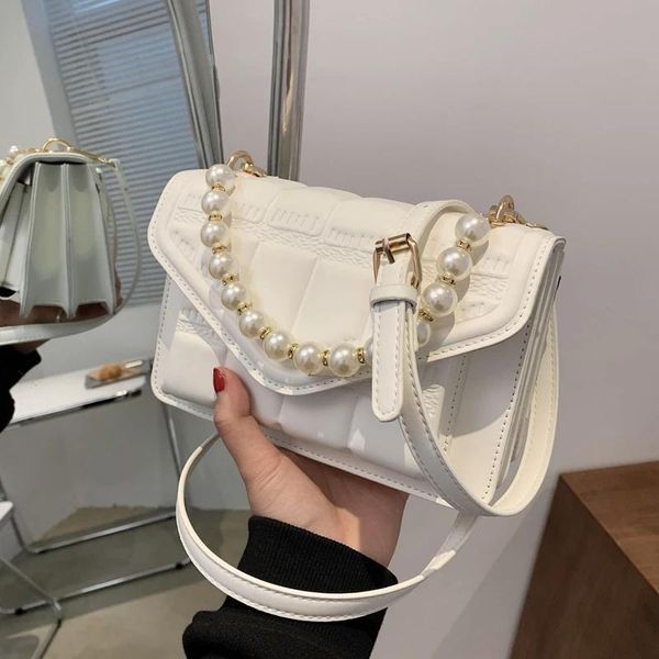 

female small bags pearl strap crossbody for women black ladies handbags shoulder 2021 summer leather