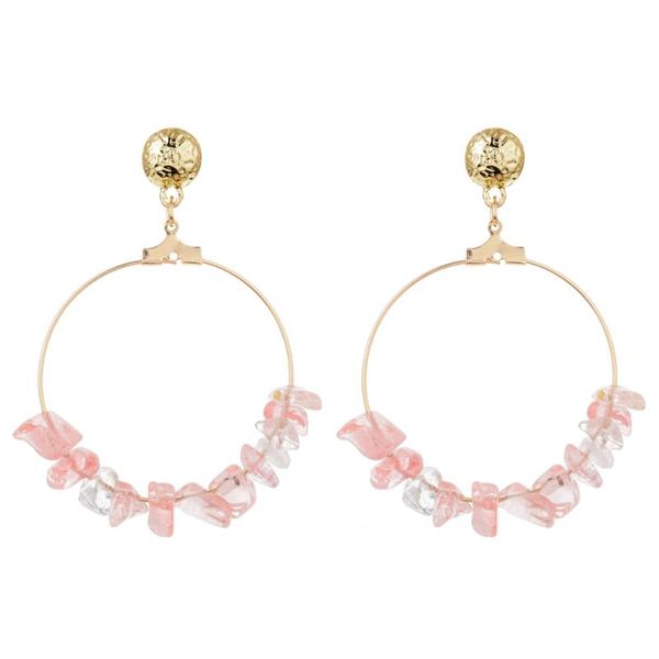 

dangle & chandelier fashion handmade stone beads round drop earrings for women natural long statement earring summer boho jewelry, Silver