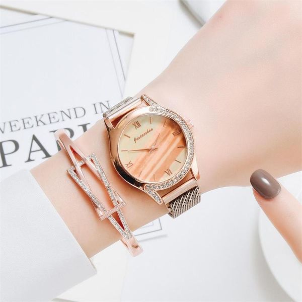

wristwatches luxury fashion magnetic women watches rose gold stainless steel mesh strap ladies quartz minimalist female clock, Slivery;brown