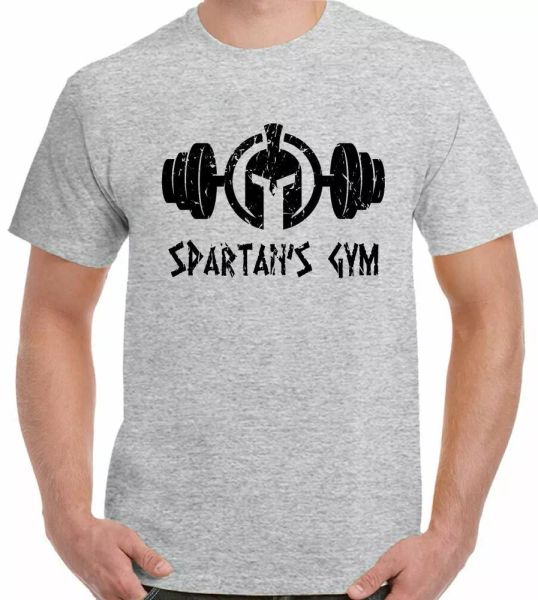

gym t-shirt spartan mens weight training mma bodybuilding helmet, White;black