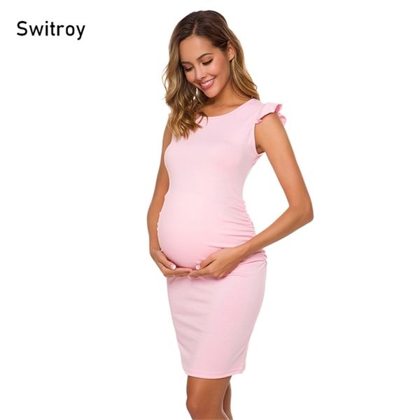 

switroy maternity summer dresses pregnancy sleeveless sundress casual evening for pregnant women clothes 210922, White