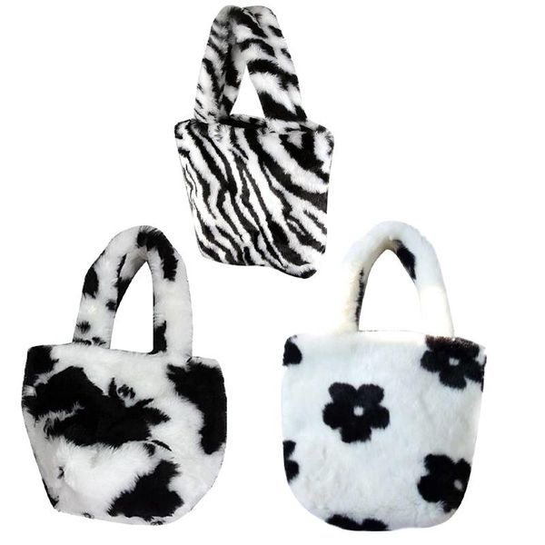 

gift wrap fashion plush cartoon women's zebra pattern warm handbag christmas bag luxury shoulder messenger