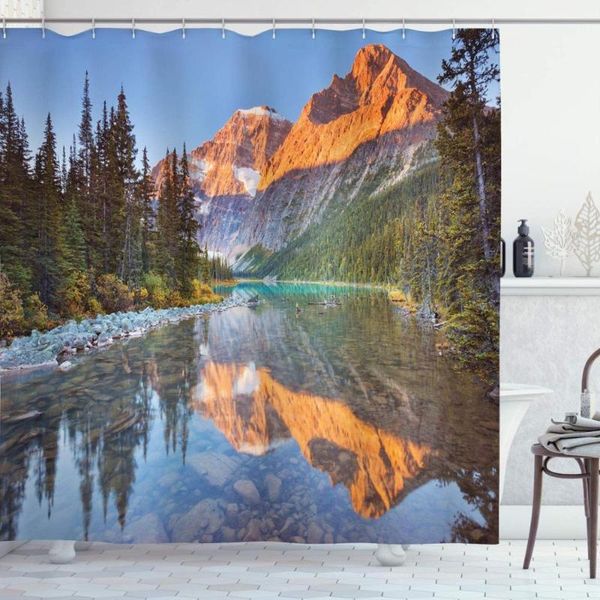 

landscape shower curtain for bathroom fabric decoration with hook easy to clean el curtaintowns mountains tree curtains