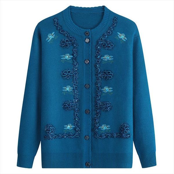 

middle aged and elderly womens women sweater knit cardigan spring autumn large size single breasted casual jacket female k1038, White;black