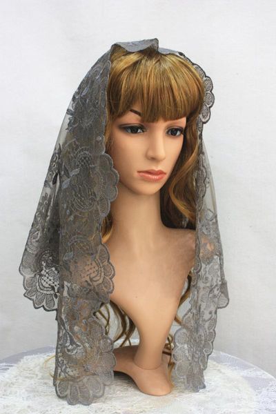 

scarves dark grey veil traditional catholic veils religious head coverings mantilla retail, Blue;gray