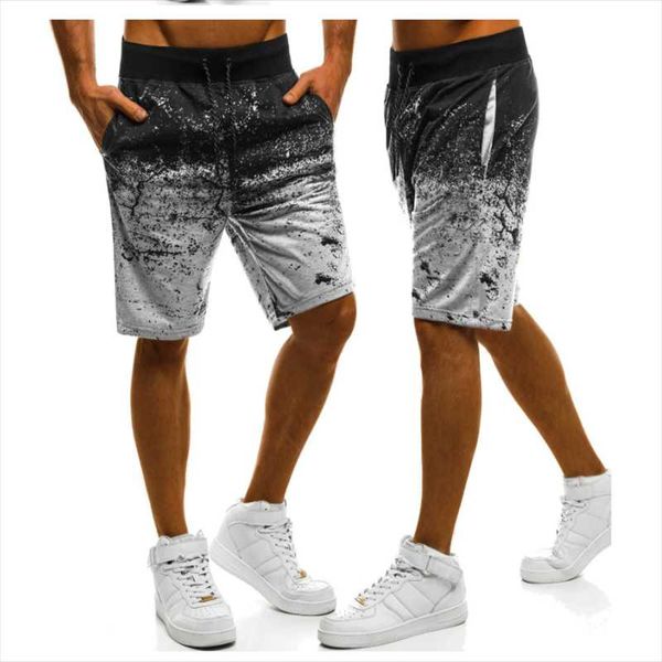 

men's shorts men casual fashion printed joggers short sweatpants 2021 summer drawstring hip hop slim workout plus size, White;black
