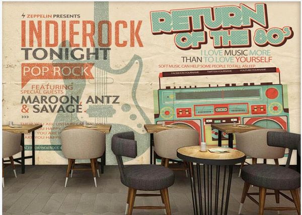 

wallpapers custom mural on the wall 3d wallpaper retro hand drawn radio bar coffee shop home decor po for living room