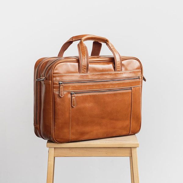

japan style leather briefcase men genuine messenger bag shoulder lapfor maletines hombre cuero briefcases