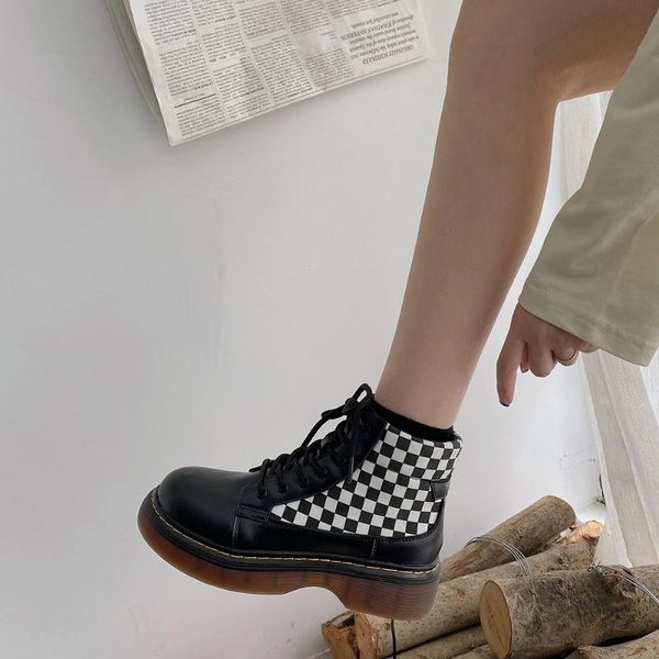 

boots 2021 autumn and winter all-match short women british retro simple fashion shoes, Black