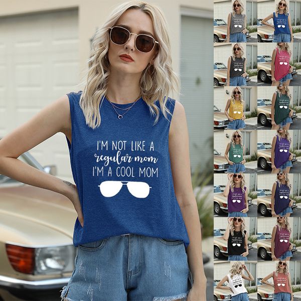 

summer t shirt women's glasses printed casual vest top, White