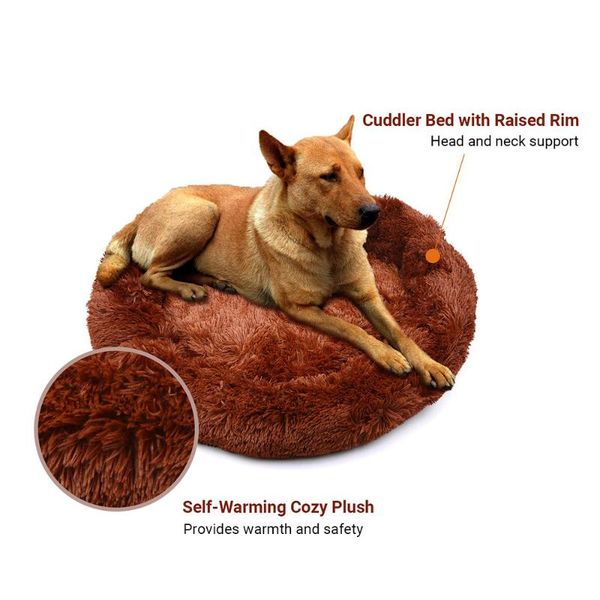 

soft pet dog bed round washable long plush cushion house cat velvet mats sofa for small large basket beds & furniture