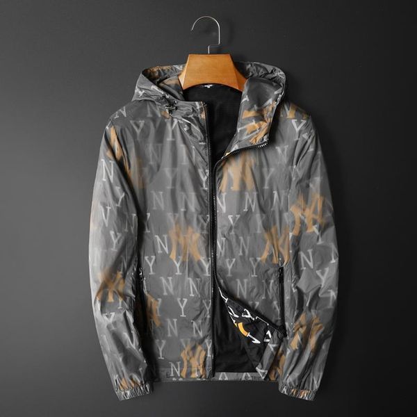 

Men's plus size Outerwear Chaopai 2021 Autumn Light Letter Printed Hooded Jaet Luxury Leisure, As shown in figure