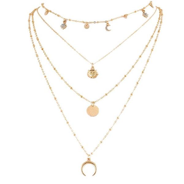 

pendant necklaces vintage necklace for women fashion multiple layers long boho jewelry, Silver