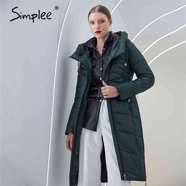 

warm elegant women coat with hat casual design tassel parka fashion female winter windproof jacket green 210414, Black