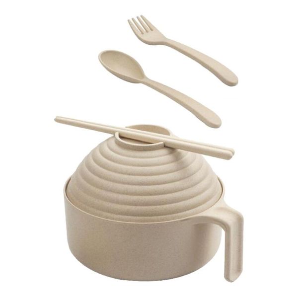 

bowls 1 set unique wheat straw rice bowl durable table ware creative soup (beige)