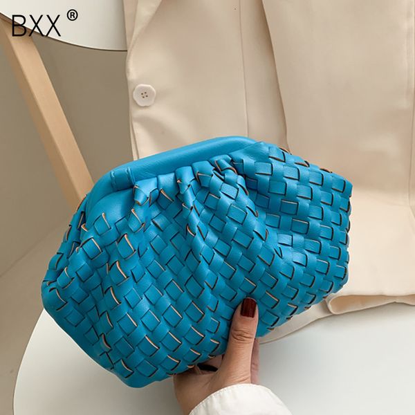 

[bxx] weave pu leather crossbody bags for women 2021 solid color shoulder female handbags and purses lady travel bag hn651