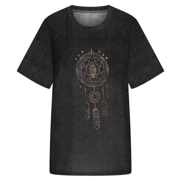 

women's t-shirt 2021 tee women t shirt printed pattern casual dark gray short sleeve o-neck loose summer vintage clothing #t2p, White