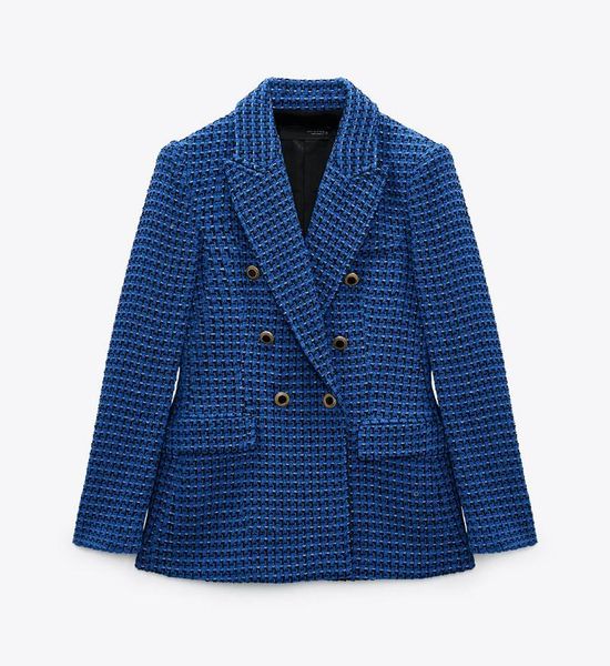 

women's suits & blazers vintage red tweed blazer women elegant double breasted female office casual suit jacket korean femenino 2021, White;black
