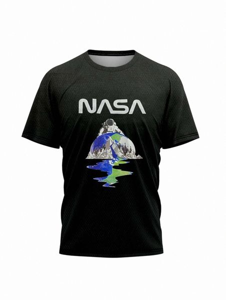 

extended sizes men letter & astronaut print tee w3f1#, White;black