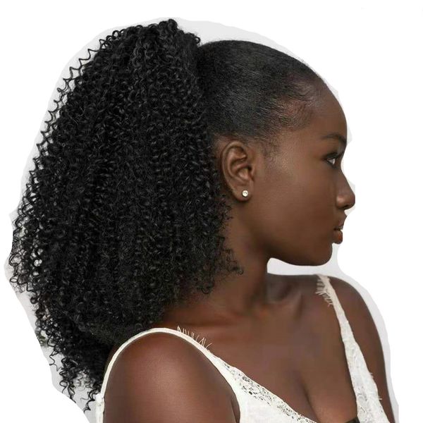 

brazilian kinky curly human hair ponytail for black women drawstring ponytails remy available clip in pony tail haiis extensions 140g