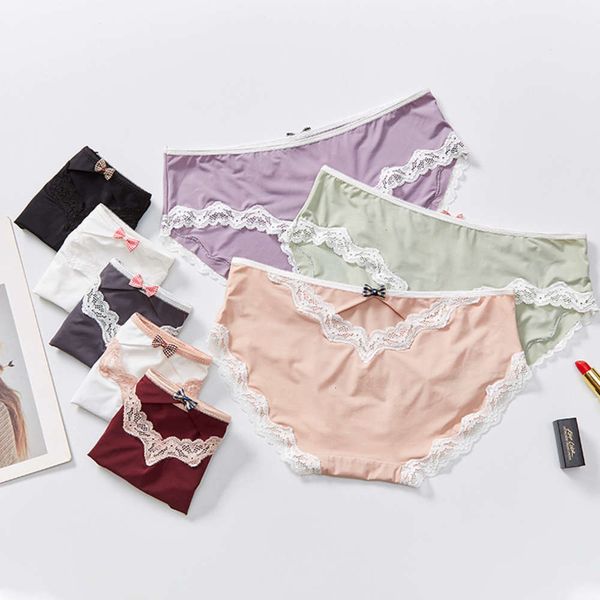 

fashion sweet girl underwear elastic breathable women's low waist briefs, Black;pink