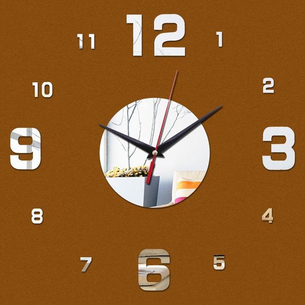 

wall clocks diy clock digital watch horloge acrylic 3d mirror stickers morden living room still