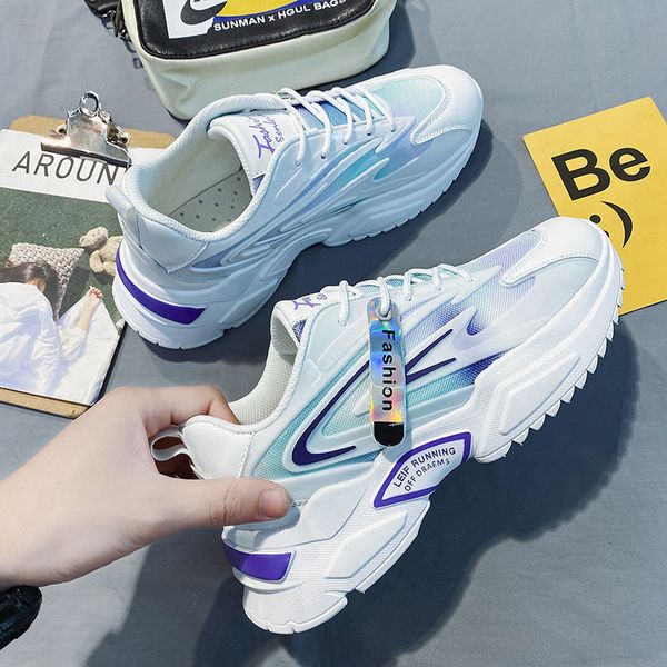 

mens shoes 2021 new summer breathable mesh all-match white sports height increasing leisure daddy ins fashion