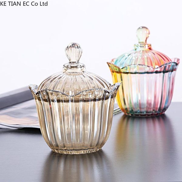 

storage bottles & jars european style colored crystal glass jewelry box with lid candy jar kitchen cereals dried fruit tea home decor