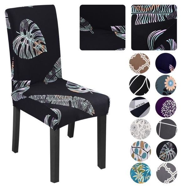 

chair covers printed elastic cover spandex kitchen slipcovers protector stretchable dinning room for home wedding banquet party
