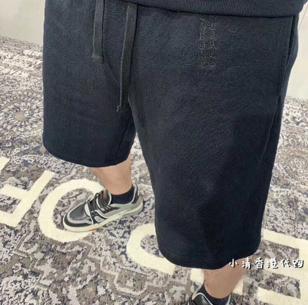 

hong kong shorts 2021 new sanskrit letter crosin ch embroidery jacquard cross casual pants for men and women 4, White;black