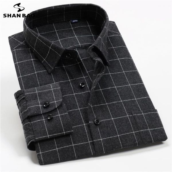 

men's casual shirts shan bao xxl-10xl plus size 2021 autumn plaid long sleeve shirt classic style youth fashion brand loose, White;black