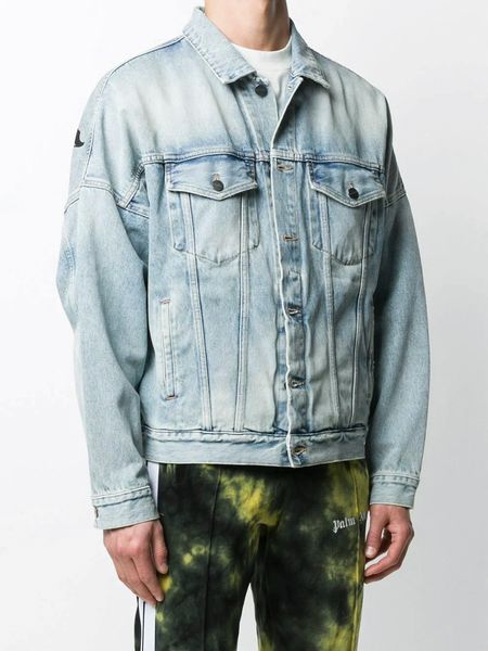 

designer palm denim jacket womens mens jeans jackets hole sleeves coats jean long sleeve hip hop streetwear cowboy women men blue patchwork, Black;brown
