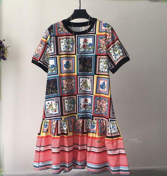 

european print summer fashion women dresses short sleeve loose femlae, Black;gray